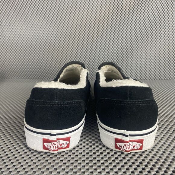 Vans Asher Slip On Shoes Womens Size 7 Black Suede Sherpa Lined Casual - Picture 10 of 14